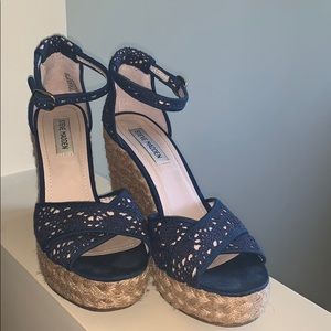 Blue and Tan Steve Madden Wedges